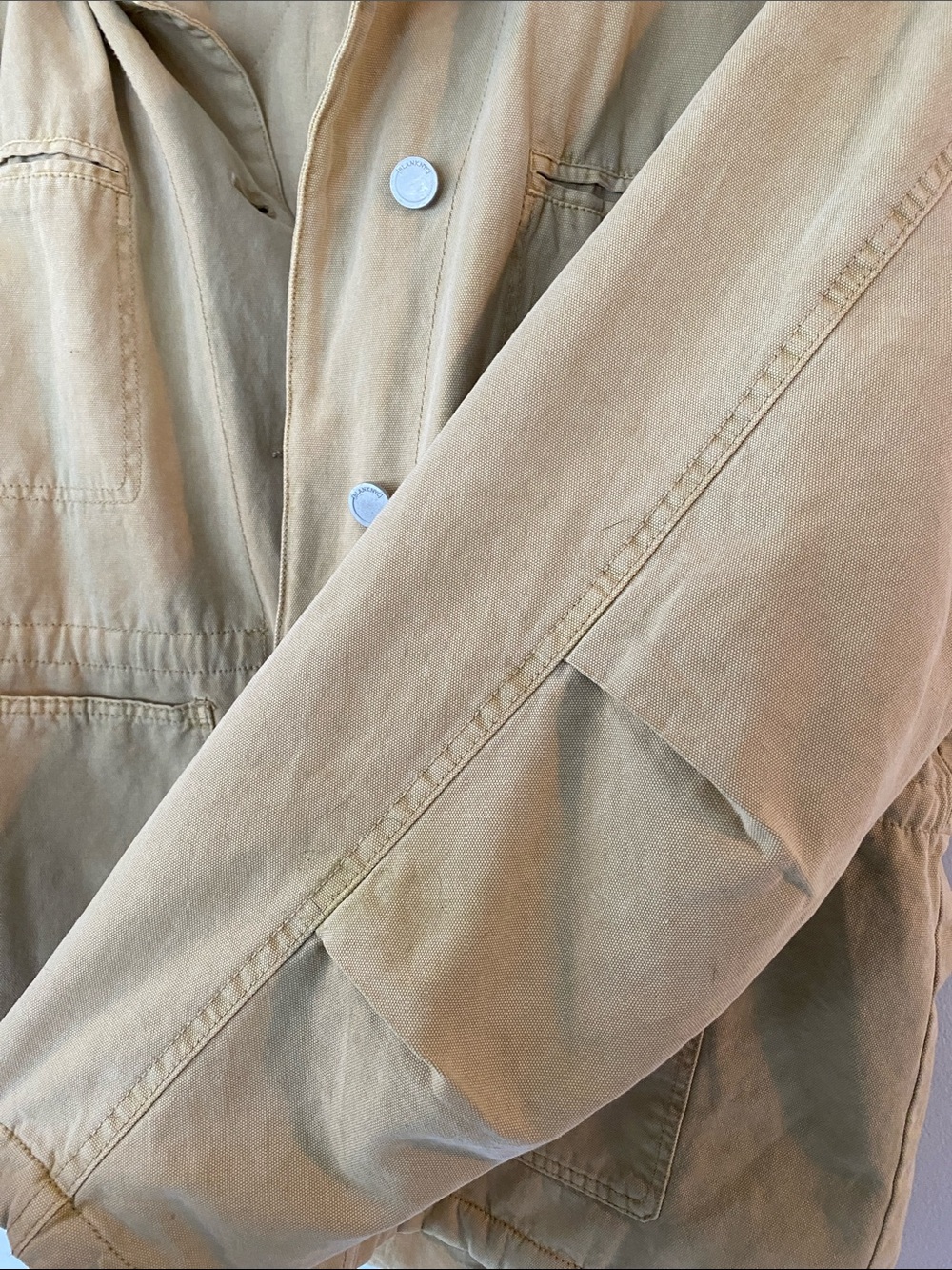 Blank NYC Beige Utility Jacket with Brown Collar with drawstring waist - Picture 6 of 11